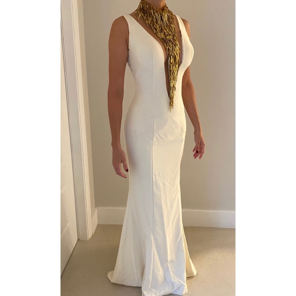 Ivory gown with gold detailing worn once